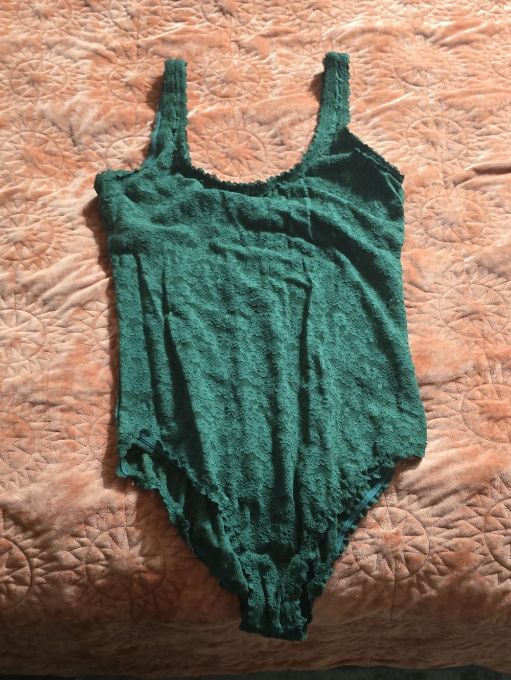 aerie Deep Forest Green Lace Bodysuit